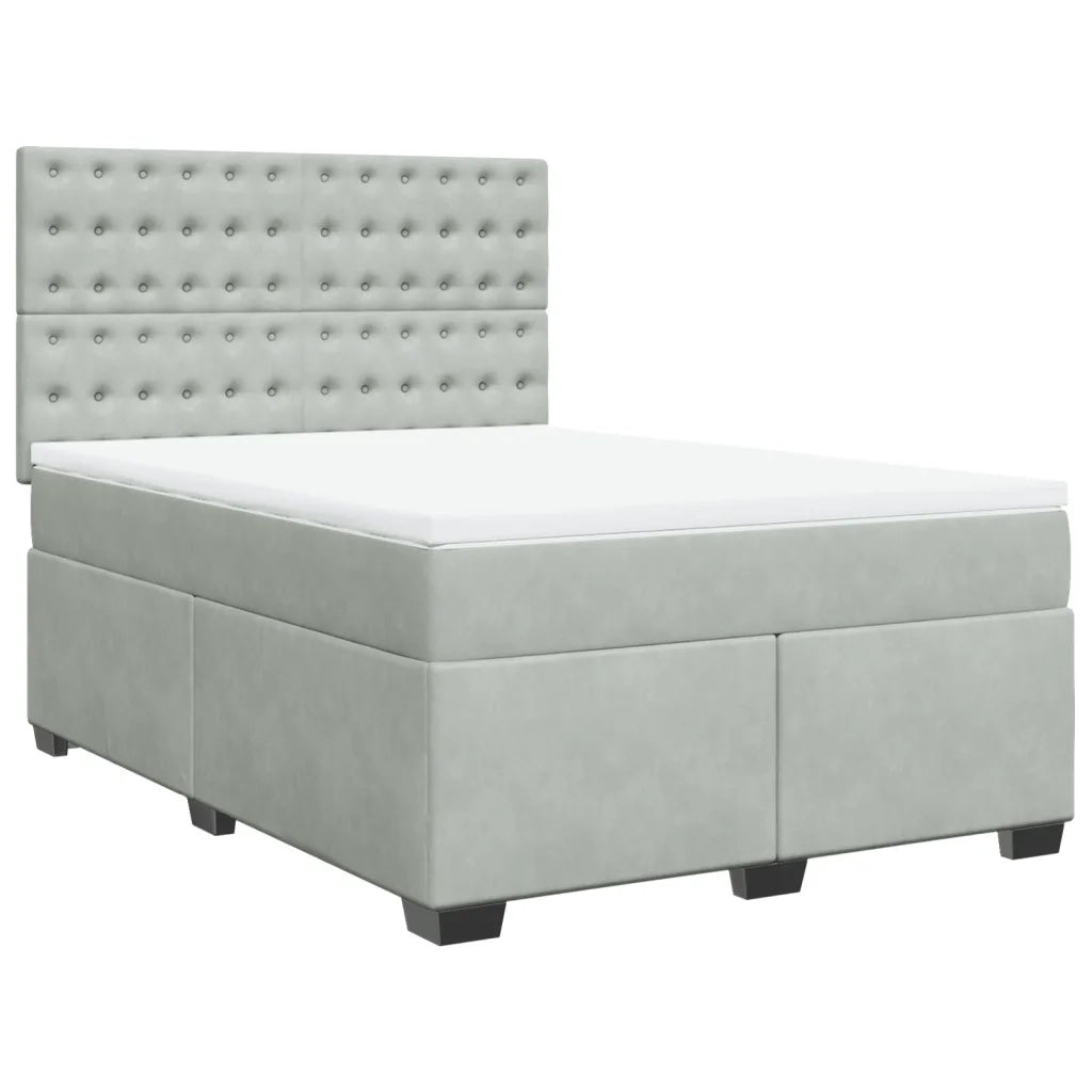 Giroletto a Molle con Materasso Grigio Chiaro 160x200cm Velluto