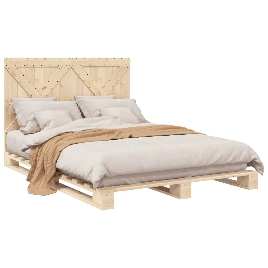 Giroletto con Testiera 160x200 cm in Legno Massello di Pino 3281571