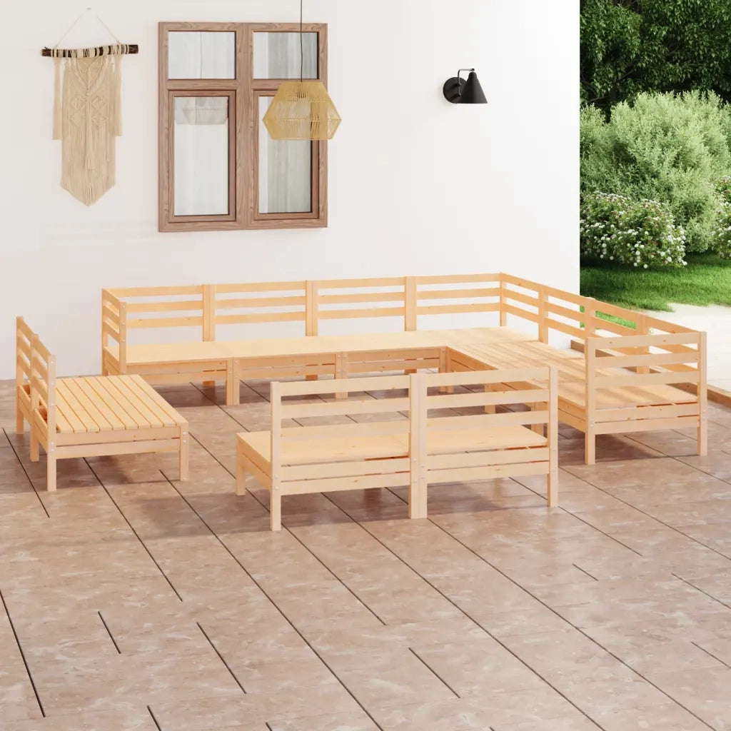 Set Salotto da Giardino 11 pz in Legno Massello di Pino 3083154