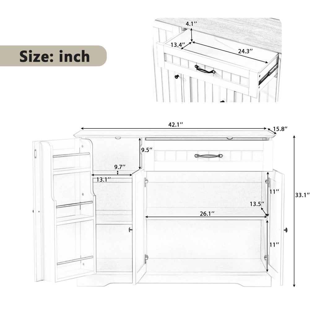 Credenza moderna con 3 porte e 1 cassetto; MDF bianco