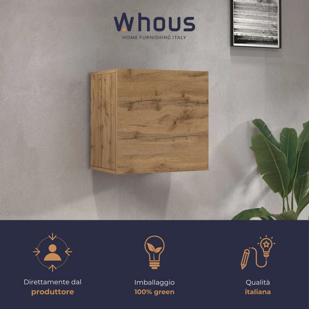 WHOUS Pensile a cubo Chronos con 1 anta rovere 50x35x50 cm