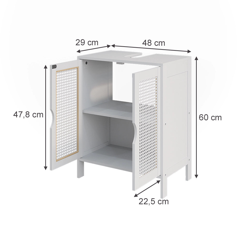 Vicco Mobile sottolavabo per bagno Bianco 48 x 60 cm con 2 porte