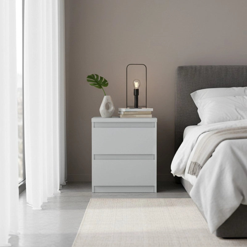 Comodino Morgan 2 cassetti 41.8 x 32.2 x H 49.3 cm. colore grigio chiaro