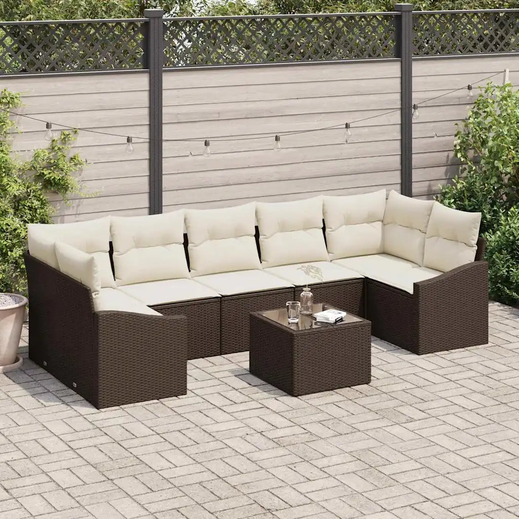 Set di divani Marrone e Crema 55 x 55 x 37 cm polyrattan 3346638