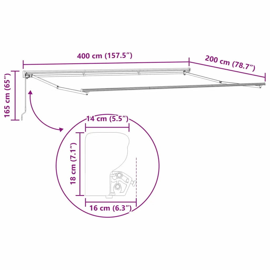 Tenda da Sole | Tenda retrattile manuale Blu e Bianco 4 x 2 m