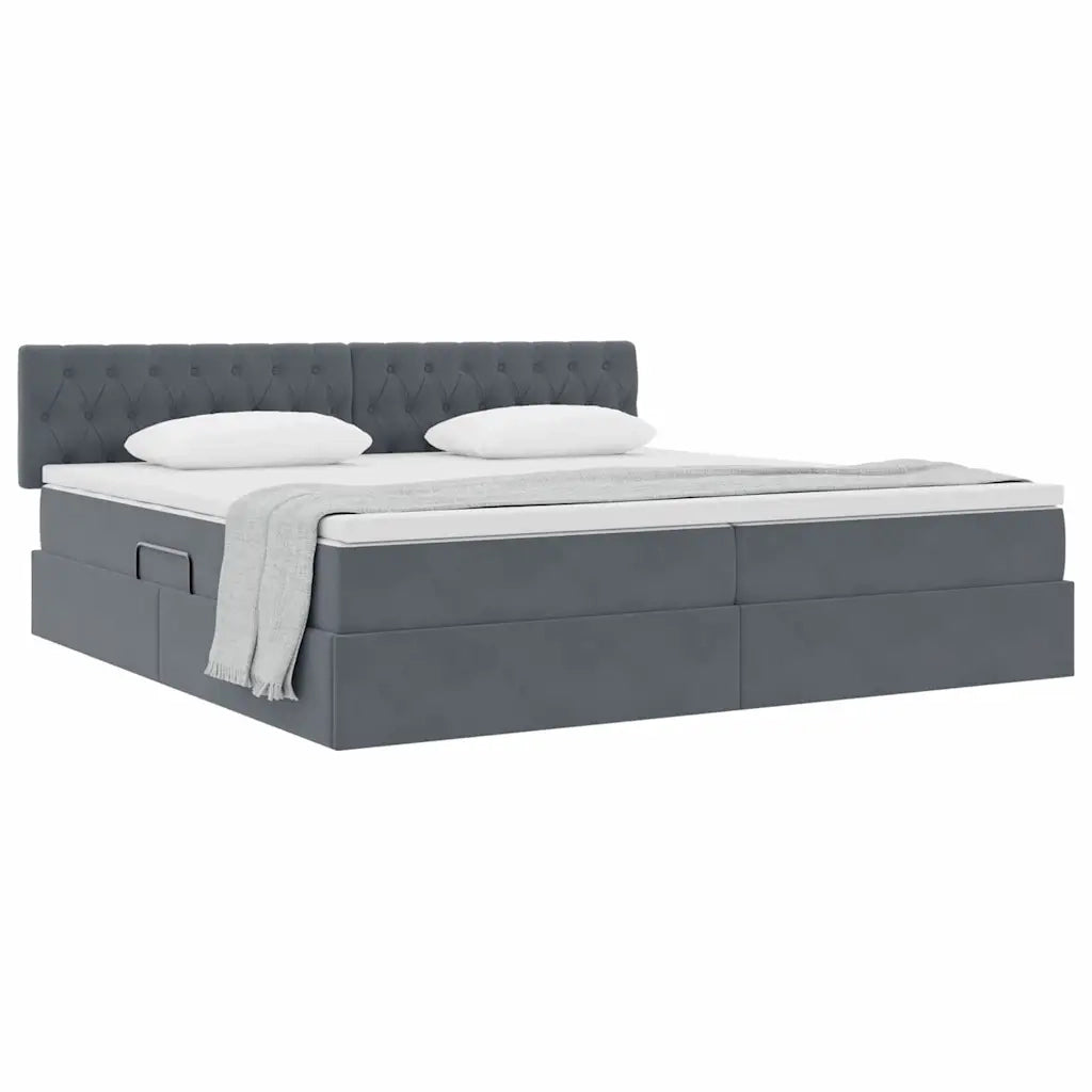 Letto con Contenitore Grigio scuro 200 x 200 cm Velluto 3370840