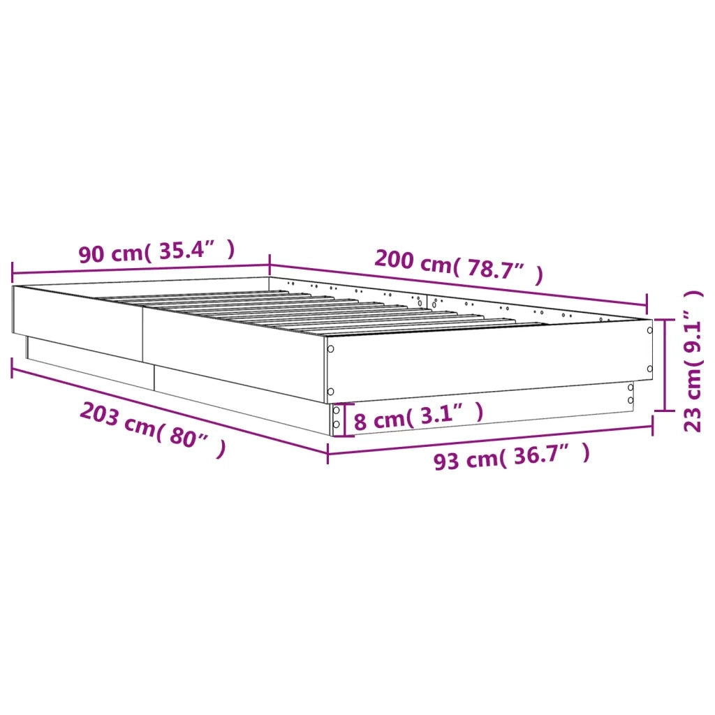 Giroletto Grigio Sonoma 90x200 cm in Legno Multistrato 839607