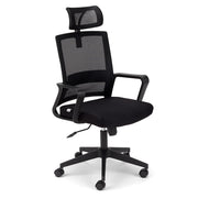 Sedia Girevole da Ufficio Dakar, massima Ergonomica, Schienale Alto e Poggiatesta Regolabile, Supporto Lombare Reclinabile, Rete Traspirante, Alzata a Gas, colore Nero