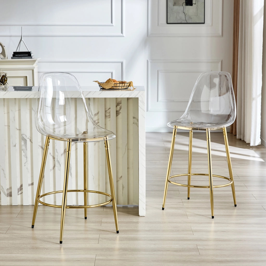 Sgabelli da bar trasparenti set da 2 102 cm oro in metallo per cucina open space