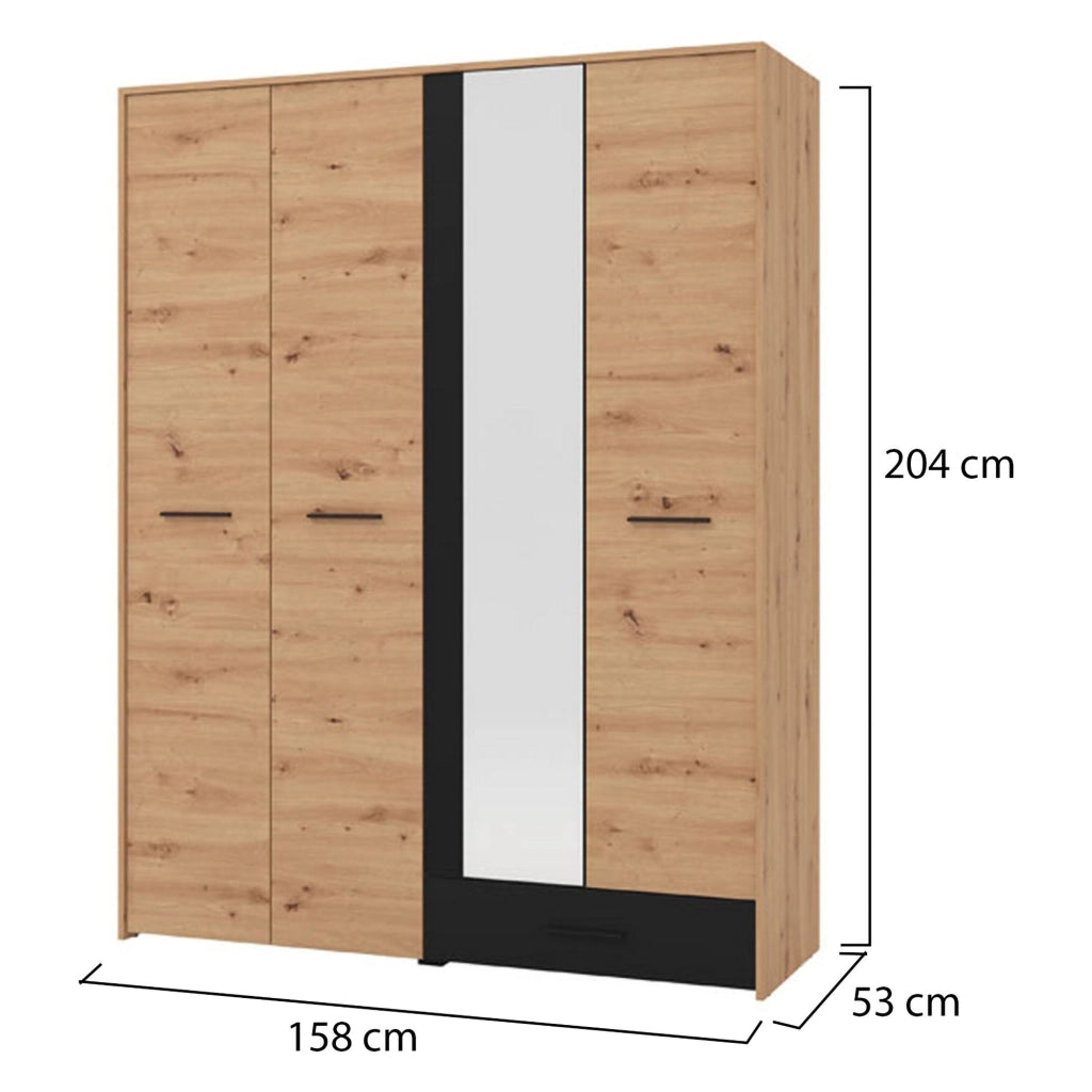 Armadio Camera da Letto Lisio, Guardaroba Grande un Cassetto, 157.5x203.5h cm Marrone Rovere Nodi
