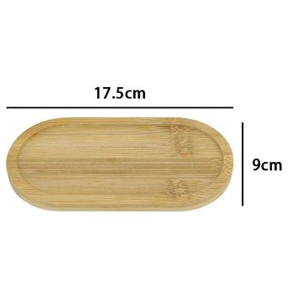 Trade Shop - Vassoio Multiuso In Bambù Decorativo Organizer Ovale Per Cucina Bagno 17.5x9cm 10851 -