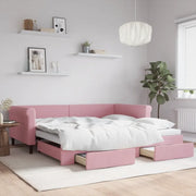 Divano Letto Estraibile con Cassetti Rosa 100x200 cm Velluto 3197829
