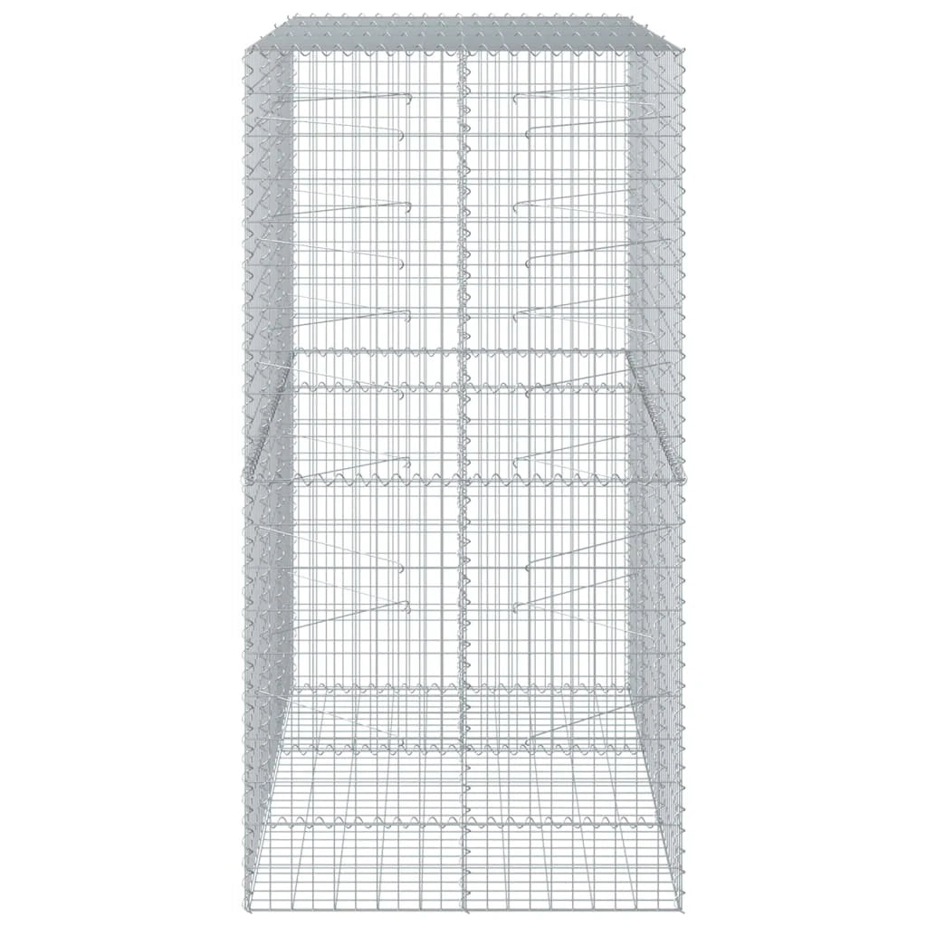 Gabbione recinto a gabbia muro di contenimento con coperchio 150 x 100 x 200 cm ferro zincato argento 02_0040138