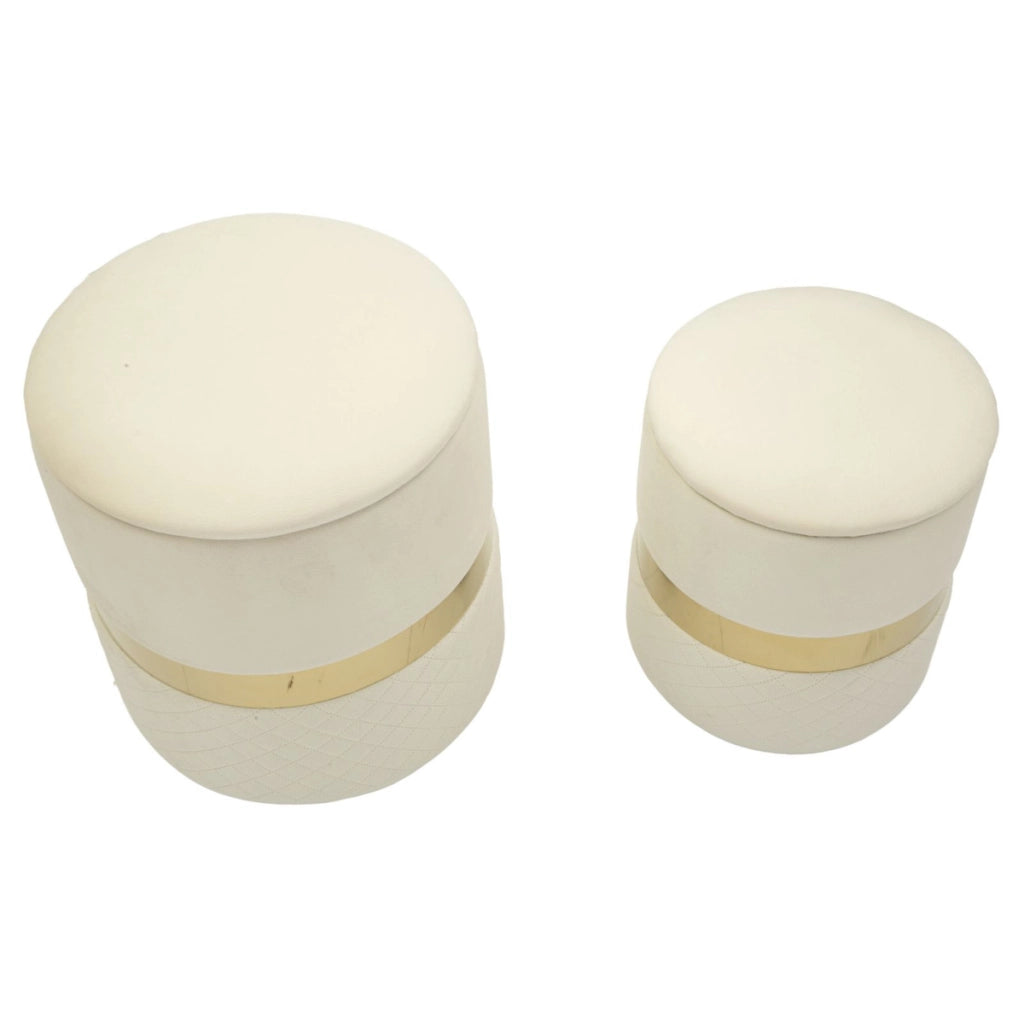 Set di 2 Pouf VKH868, Beige, Poliestere, 37x37x42 cm