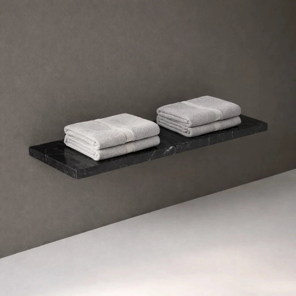Mensola inferiore lavabo sospeso astrid in stone nero e bianco venato *** finitura- nero, confezione 1