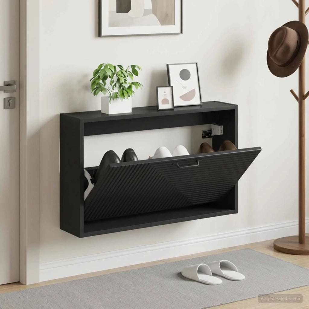 Mobiletto per Scarpe da Muro HAARLEM 71 x 17 x 43 cm Nero 896846