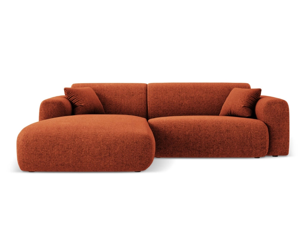 Cosmopolitan Design - Divano angolare sinistro "Nolio" 4 posti in ciniglia terracotta 