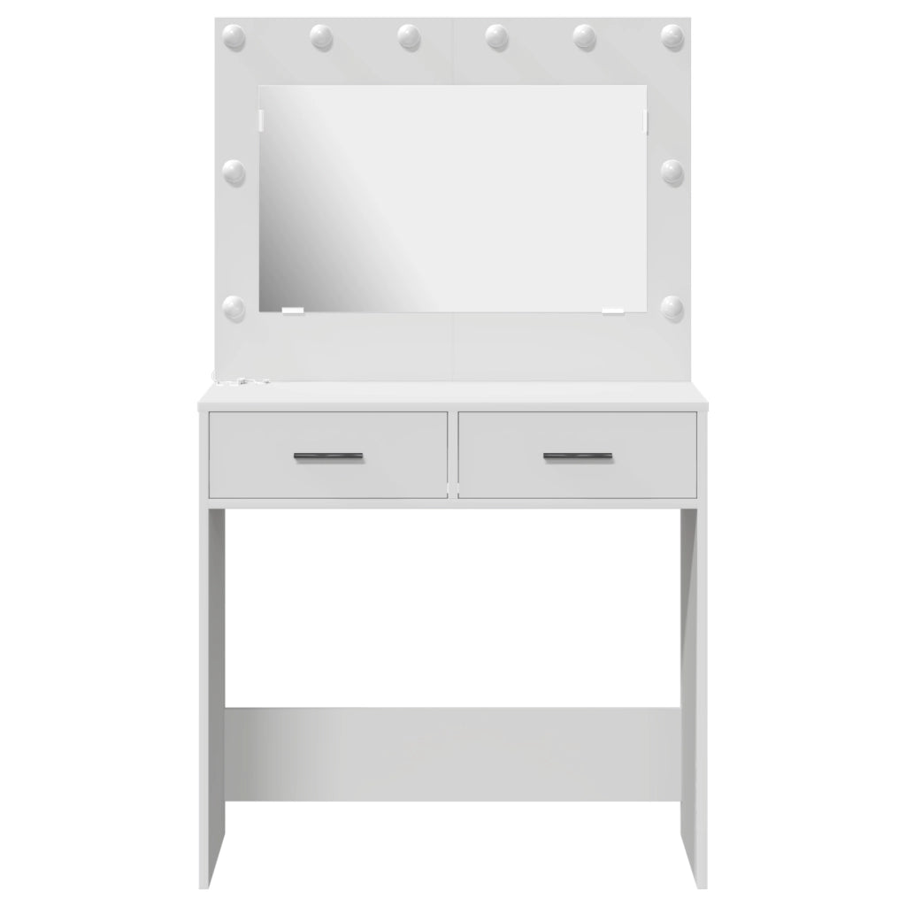 Tavolo da trucco con luci LED - Bianco, 78.5 x 41 x 135 cm