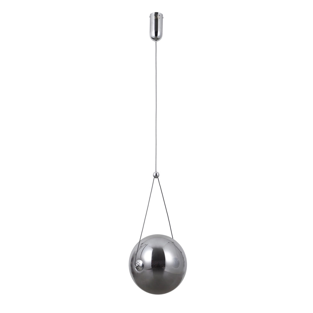 Lampada sospesa Rastia sfera vetro fumé cromo LED 12W Italux