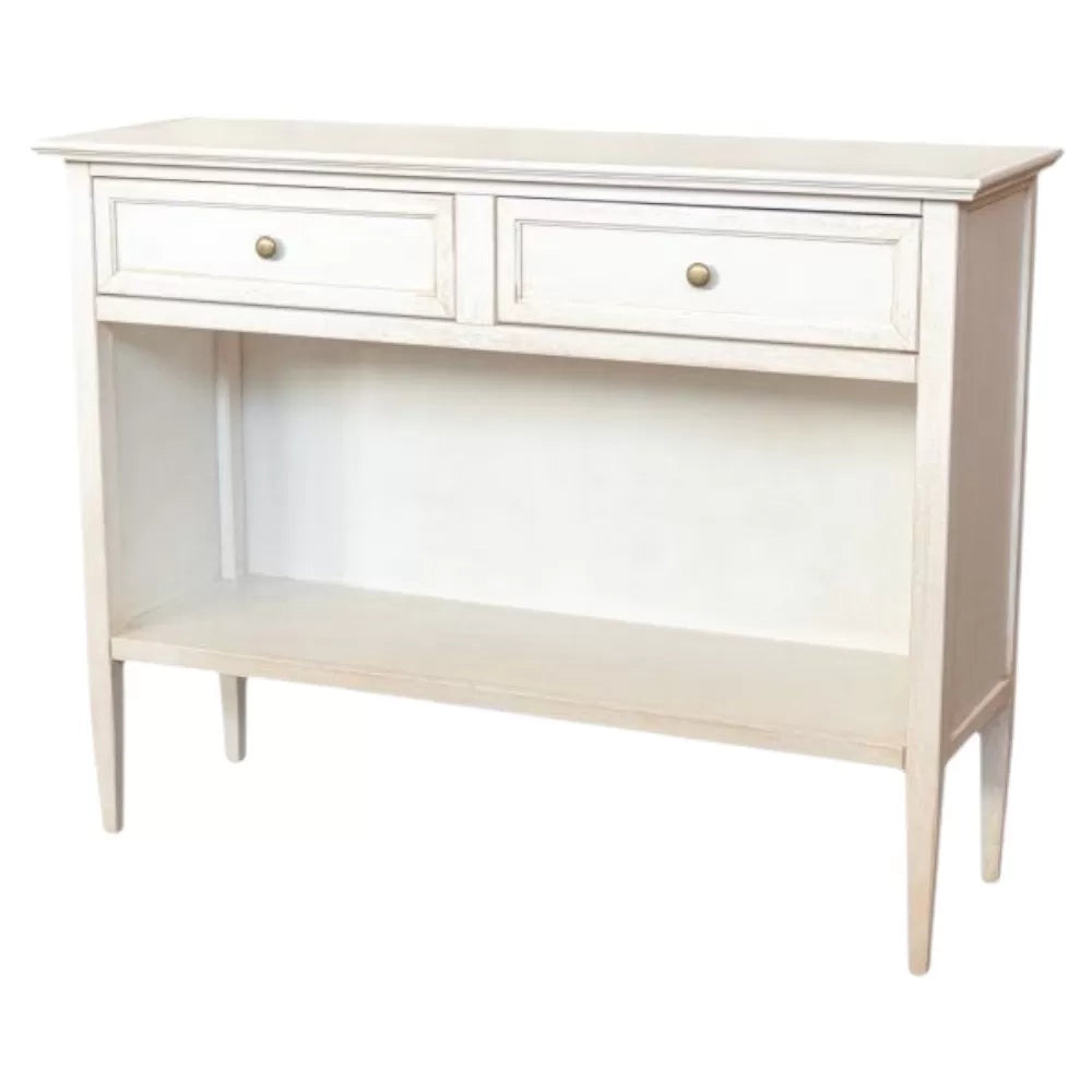 Madia credenza 2 cassetti 1 vano a giorno legno shabby bianco anticato 110x35x83 - Mobili 2G