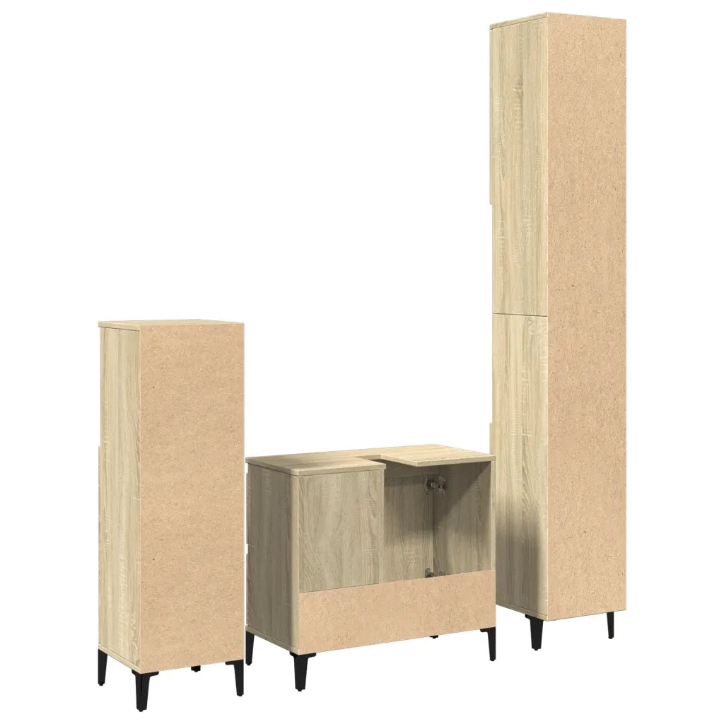 vidaXL Set Mobili da Bagno 3 pz Rovere Sonoma in Legno Multistrato
