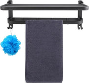 Organizzatore per asciugamani - Asciugamani appoggiati - Organizzazione della cabina da bagno - Disegno pieghevole - 49cm di lunghezza - Nero