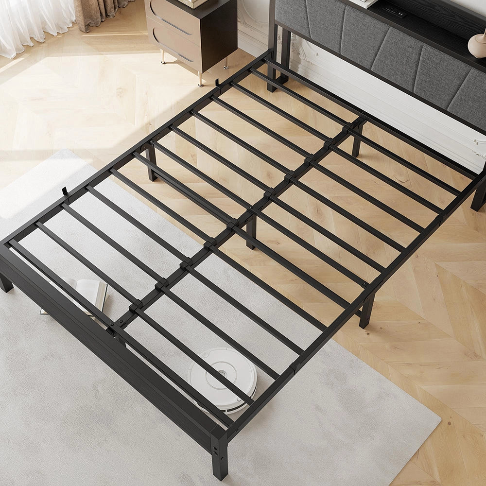 Letto 140x200cm LED - Xylo - USB testiera metallo facile montaggio