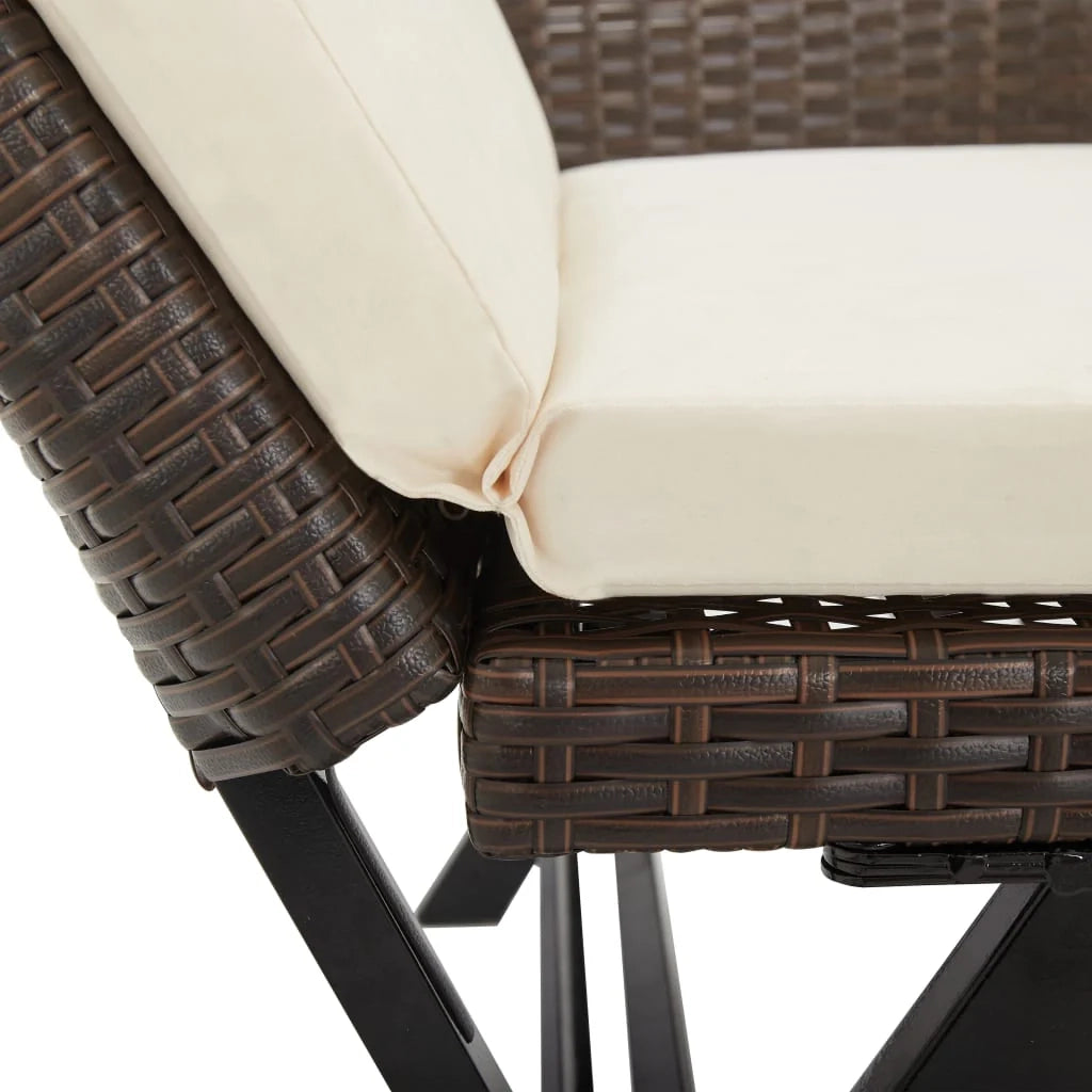 Panca da giardino mobili da esterno per patio mobili da terrazza con cuscini 176 cm resina intrecciata marrone 02_0011593