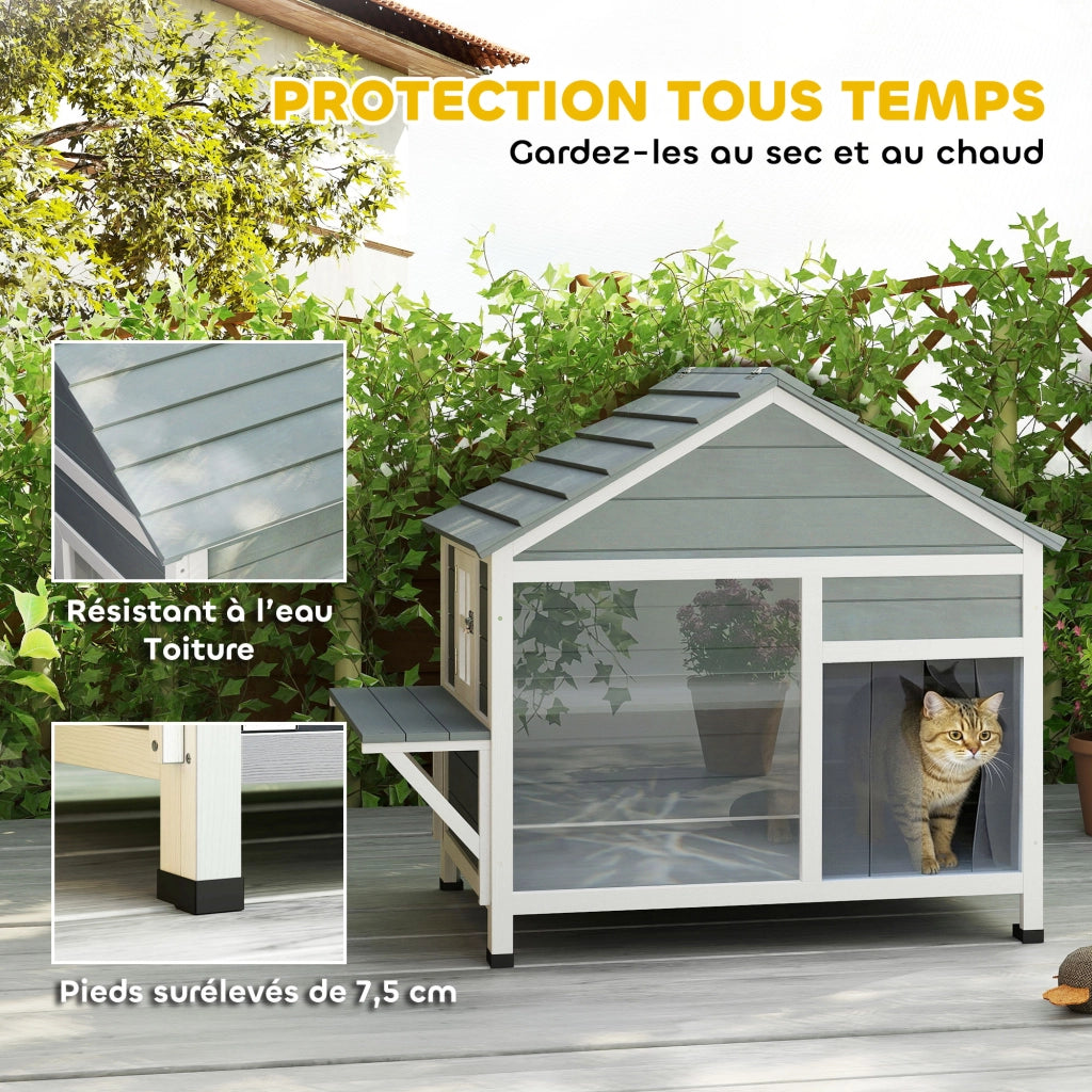 Casetta per Gatto Esterno ¨C zephmum ¨C Grigio 101x72.5x81cm