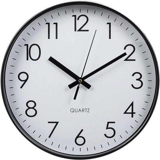 Orologio da Parete Silenzioso 30cm, Orologio da Parete Moderno senza Suono di Goccia, Orologio da Parete Grande Silenzioso per Camera da Bambini, Orologio da Parete per Ufficio, Salotto, Cucina, Camera da Letto Nero