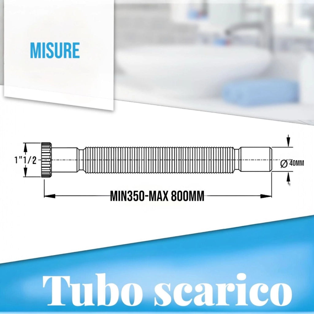 Tubo per lavandino da Cucina, 1''1/2 x 40 mm Tubo Flessibile di Scarico  59951