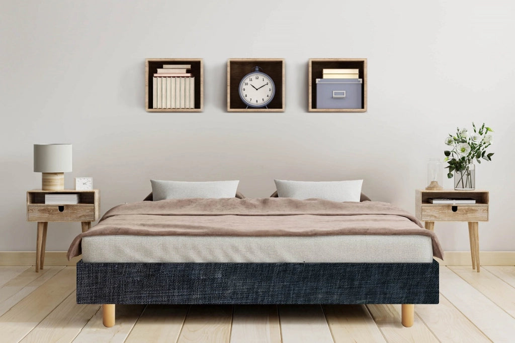 Letto Sommier Piazza e Mezza 120x200 Rivestito - Resistente fino a 120 Kg per Persona – IGNIFUGO Classe 1M – Colore Grigio