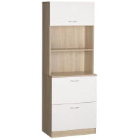 Buffet da Cucina Armadio Multi Conservazione con 2 Cassetti, 1 Armadio, Ampio Piano, 60 x 38 x 168 cm, MDF Bianco