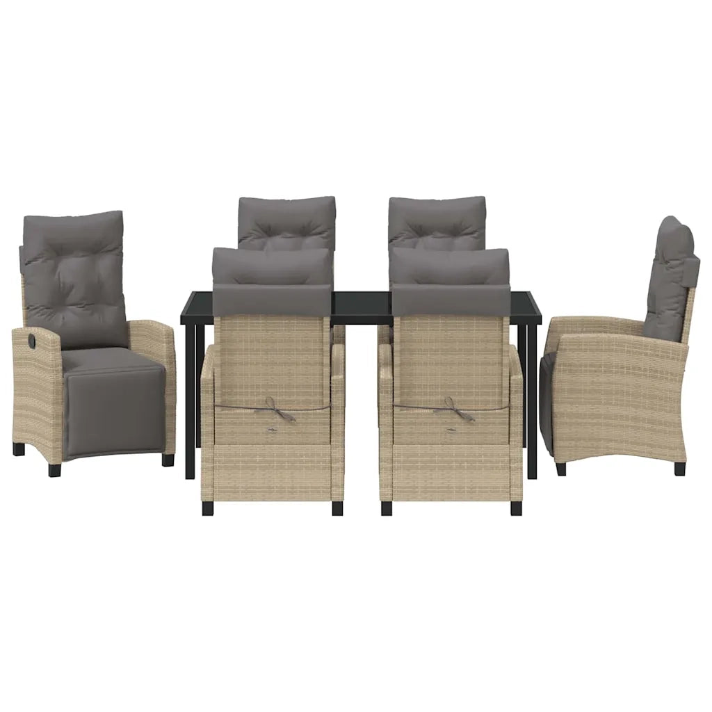 Set da Pranzo per Giardino con cuscino 7 pcs Beige polyrattan 3380453