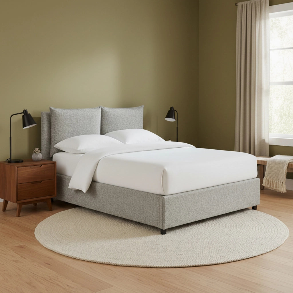 Newton, Letto Piazza e Mezza Sfoderabile Made in Italy, Grigio Chiaro