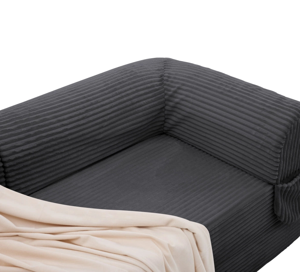 Divano letto 202x84x62 cm grigio – convertibile 2 posti, tessuto a coste