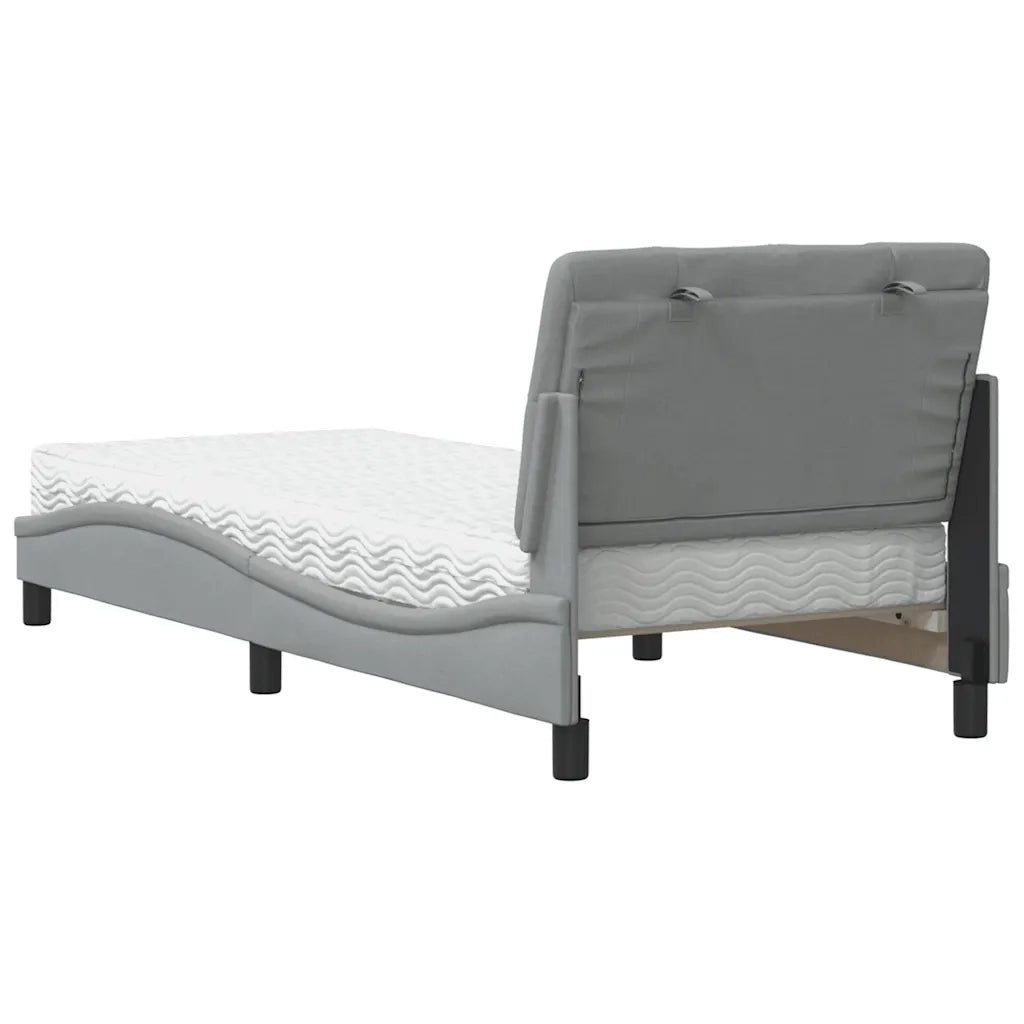 Letto con Materasso Grigio Chiaro 80x200 cm in Tessuto