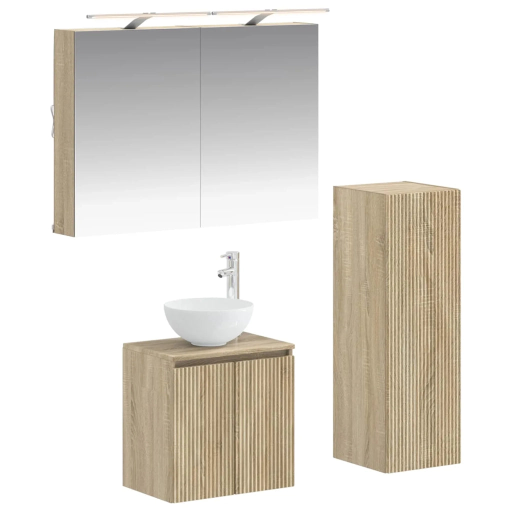 Set di mobili per il bagno 4 pz Rovere Sonoma 3407409