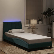 Giroletto con LED senza Materasso-Struttura Letto Hanko Verde Scuro 80x200 cm in Velluto