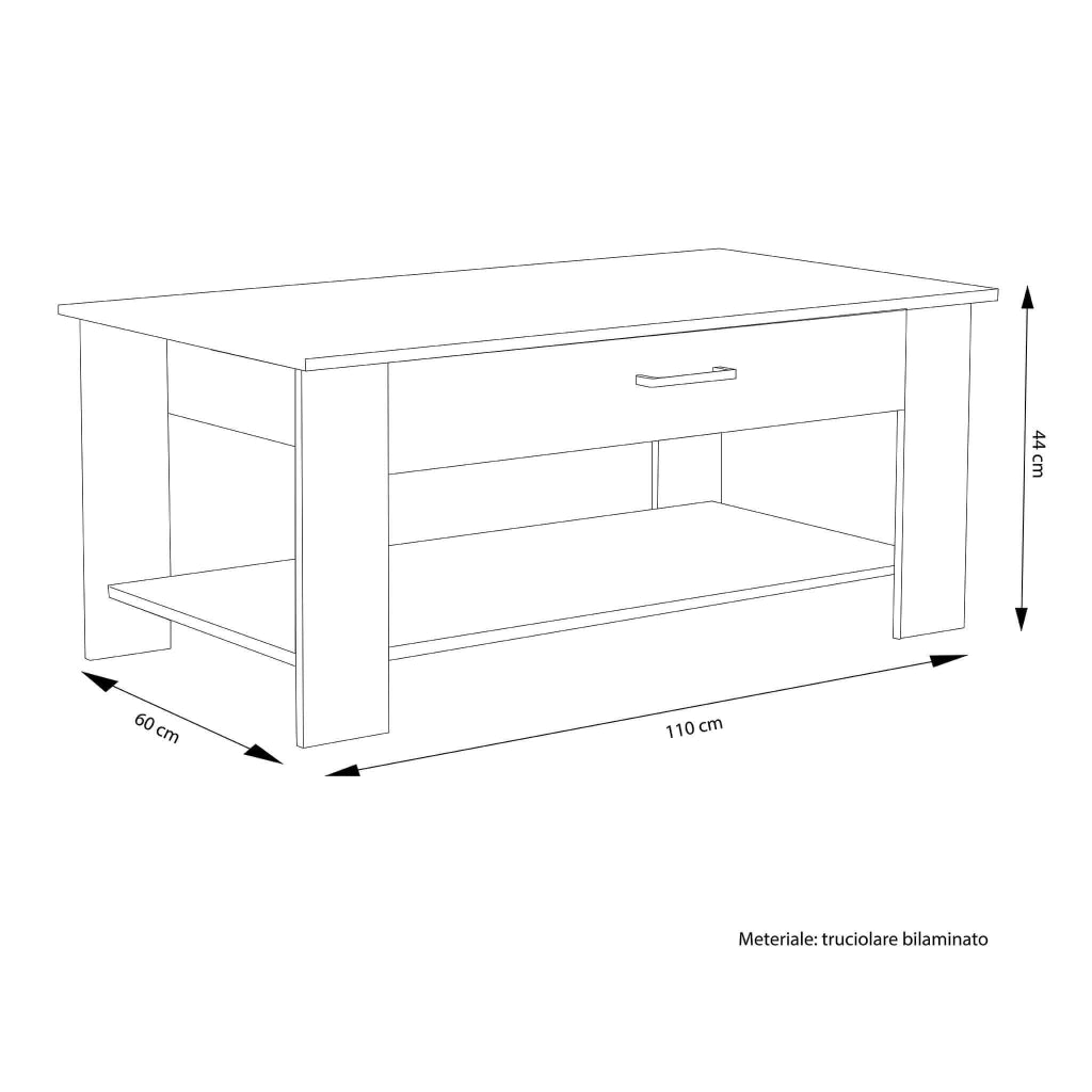 Tavolino da Salotto Moderno in Legno Composito FSC cm 110x46 50 - JONNY