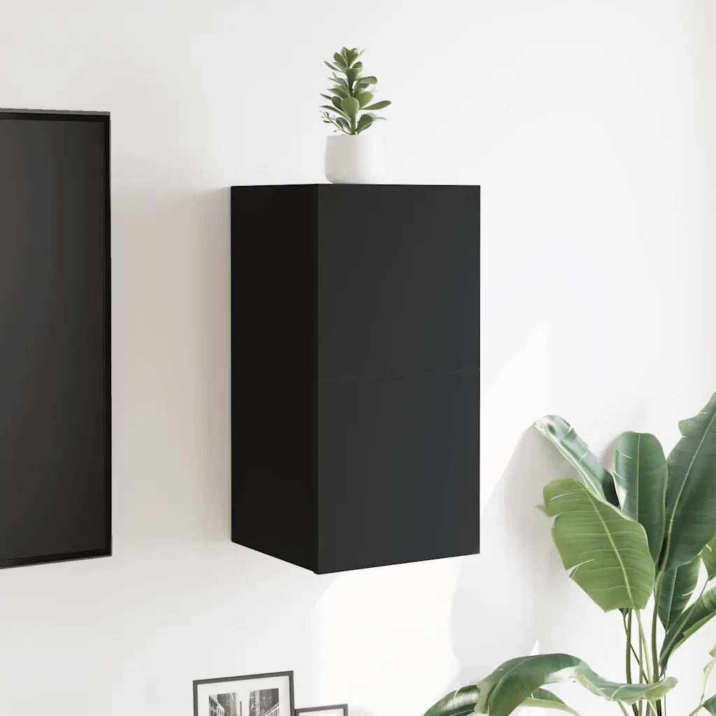 Mobili Porta TV a Parete 2pz Neri 30,5x30x30 cm 804485