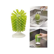 Trade Shop - Spazzola Con Ventosa Setole Rigide Lava Bicchieri Calici Adatta A Recipienti Max 14cm -