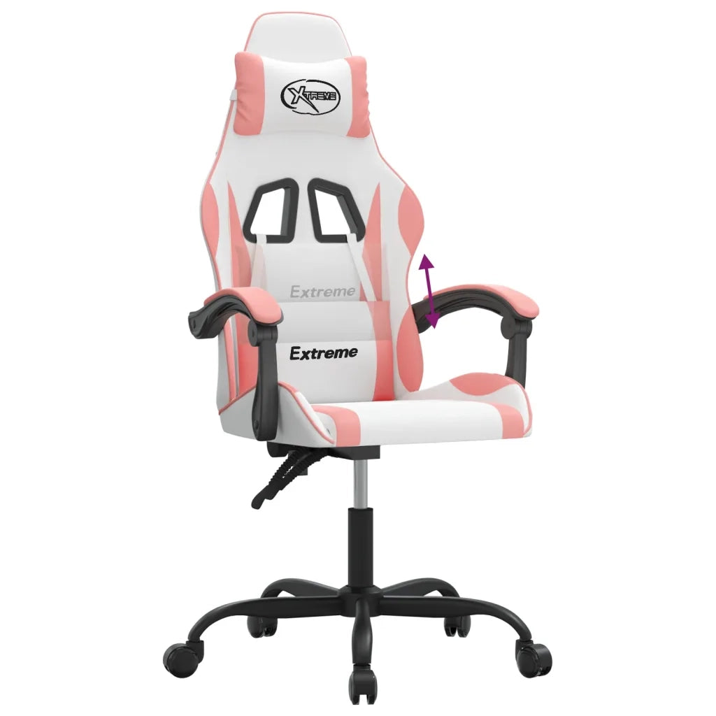 Sedia da Gaming | Sedia da e-sports Bianco e Rosa in Similpelle