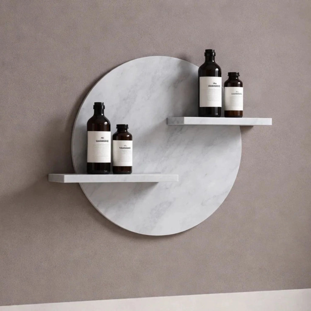 Mensola a parete bianco venato in artificial stone serie jorm per bagni *** finitura- bianco, confezione 1