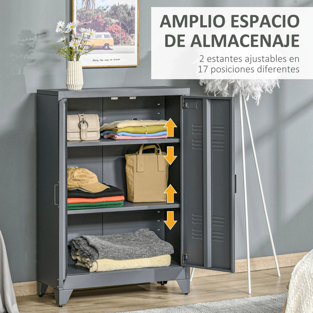 Armadio Metallico con 2 Ripiani ¨C zephmum ¨C Grigio 75x33x110 cm