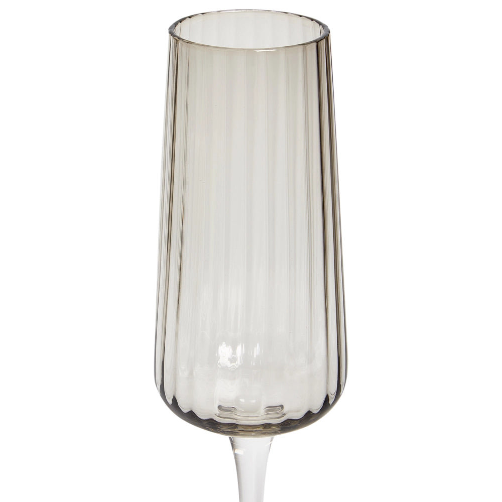 Set di 4 flûte da champagne grigio trasparente soffiato a mano 23 cl 8 oz 4 Pz Set Coupes Glass