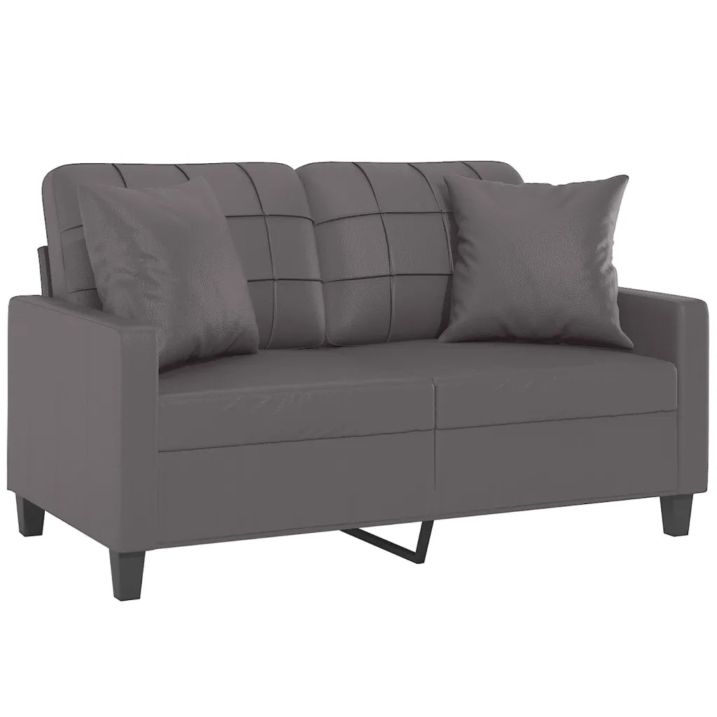 Divano a 2 Posti con Cuscini-Sofa 2 Posti con Cuscini Grigio 120 cm in Similpelle 624197