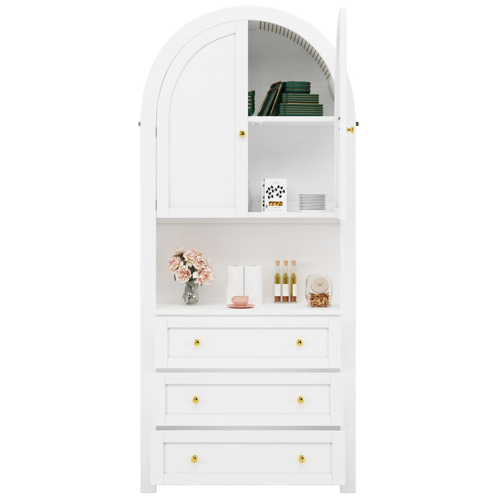 Armadio Contenitore con 2 Ante; 3 Cassetti e Vano a Giorno; Stile Moderno; in MDF; 70??35??180 cm; Bianco