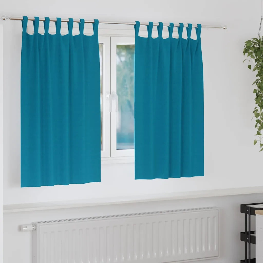 Tende Oscuranti | Tende Blackout con Anelli 2 pz Turchese 140 x 140 cm