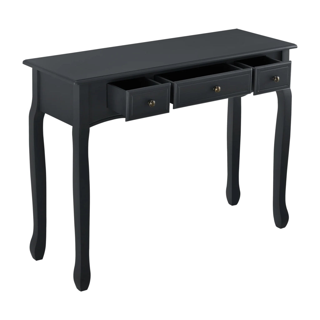 Consolle per ingresso o soggiorno con 3 cassetti MDF gambe in pino 100 cm nero 03_0004179/2